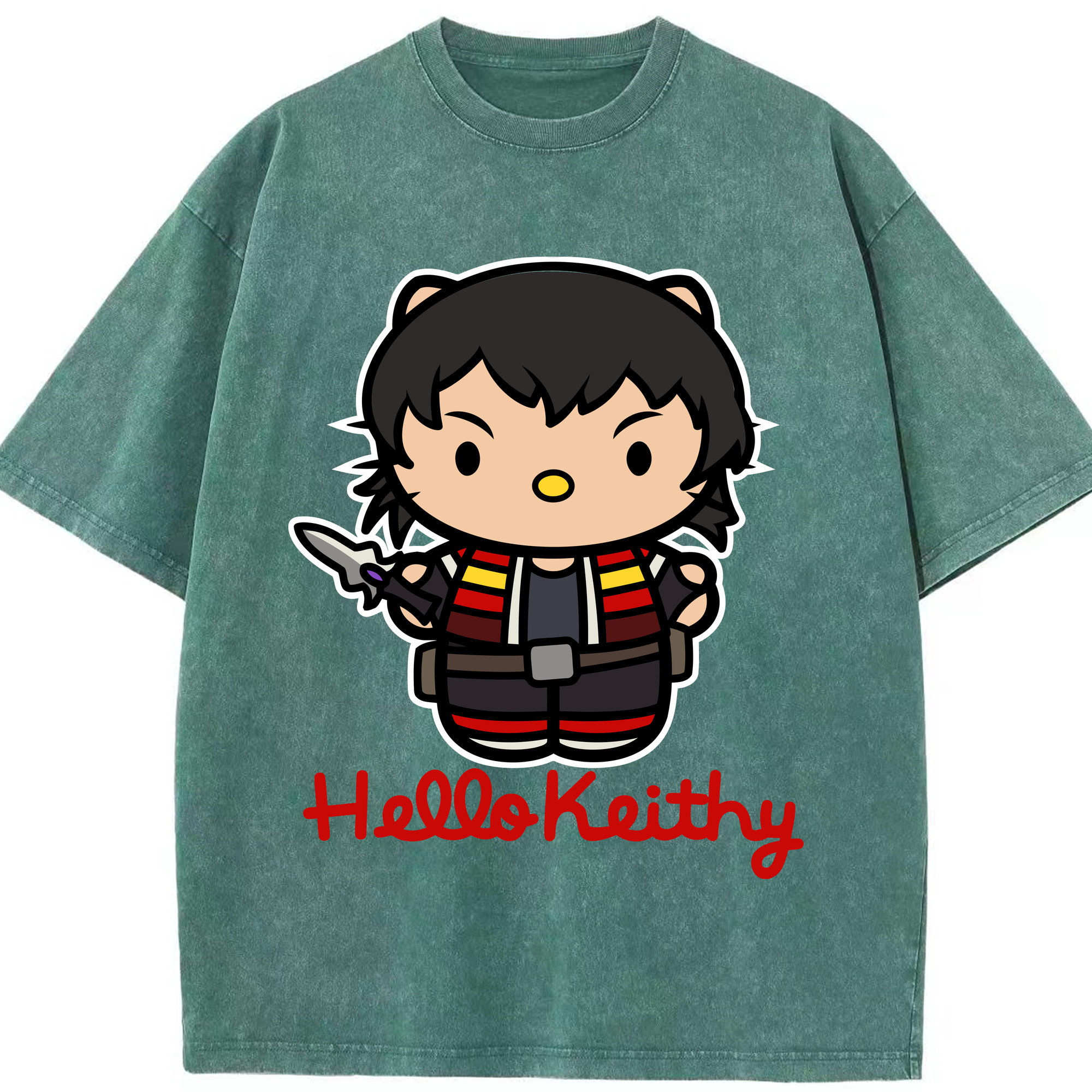 （画像用） Hello Kitty ハローキティ 綿100% ヴィンテージ風 半袖Tシャツ（フロントプリント）